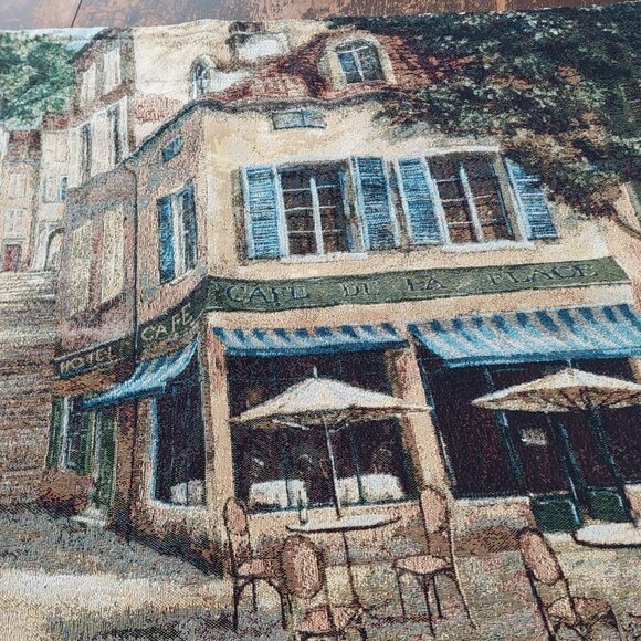 Cafe Wall Hanging Tapestry, Cafe De La Place, 42x35 inch, Horizontal, Rod Sleeve - Picture 4 of 9